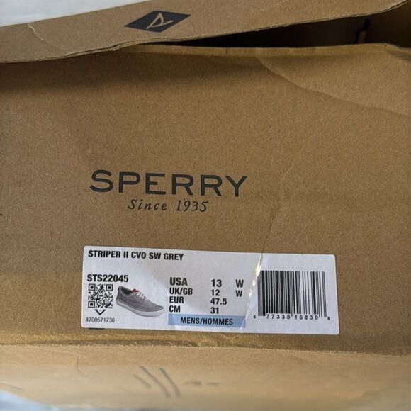 SPERRY Striper II CVO
Vulcanized Sneaker Flat‎ Heel Grey Canvas 13 NWT in box - Picture 7 of 13